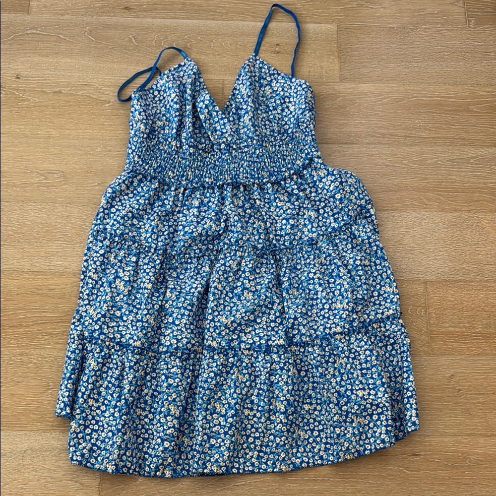 Chic Blue Floral Sundress